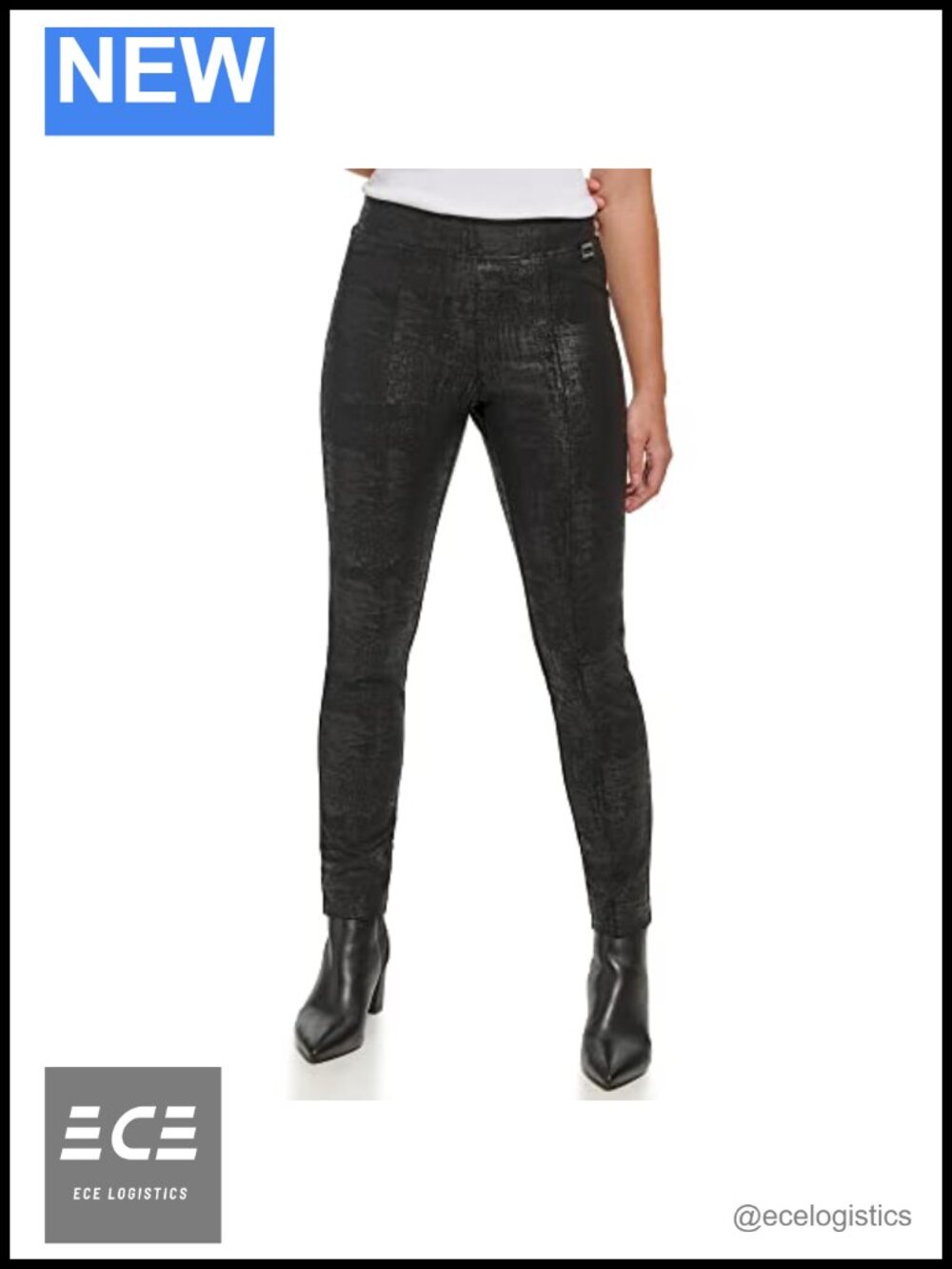 Ponte Fitted Skinny Leggings Mid Rise Pull On Front Seam Seamed